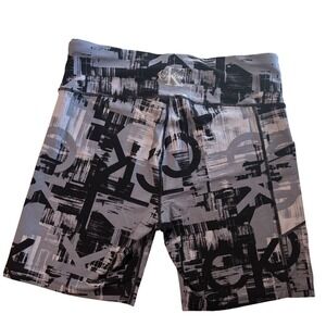 Calvin Klein Bike Shorts Womens XL Gray Black NWoT Logo Print Performance Nice!!